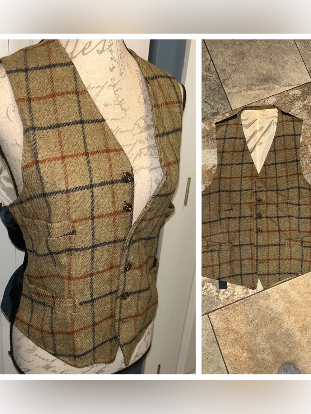 Vintage Plaid Vest Button Down Unisex